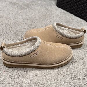 Koolaburra Beige Suede Cozy Slip-Ons